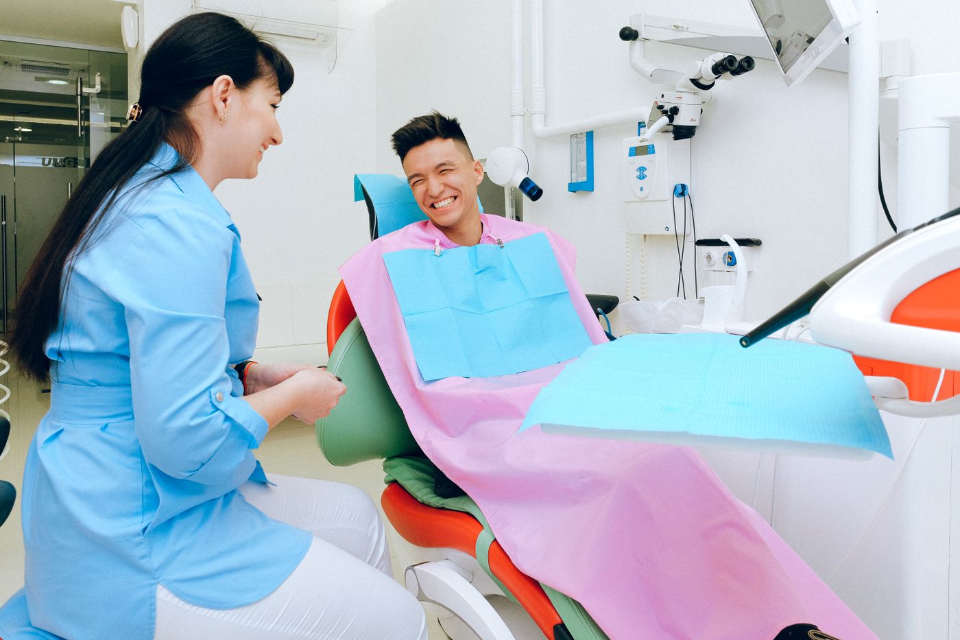 Dental care patient receiving a routine checkup